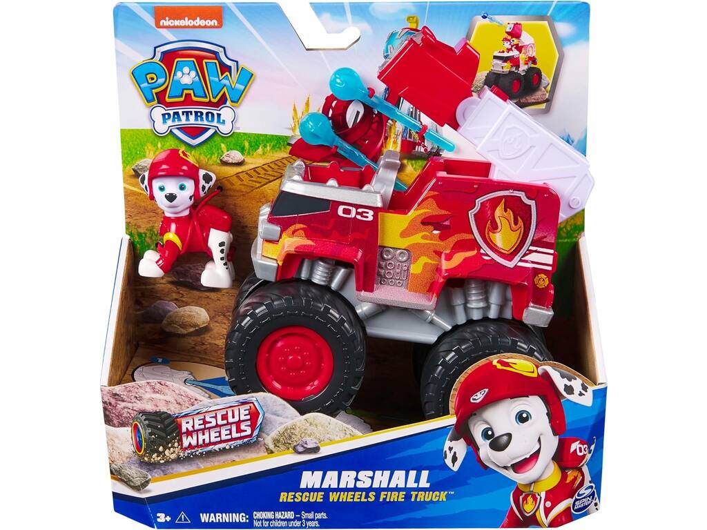 Patrulla Canina Rescue Wheels Figura Marshall con Vehículo Fire Truck