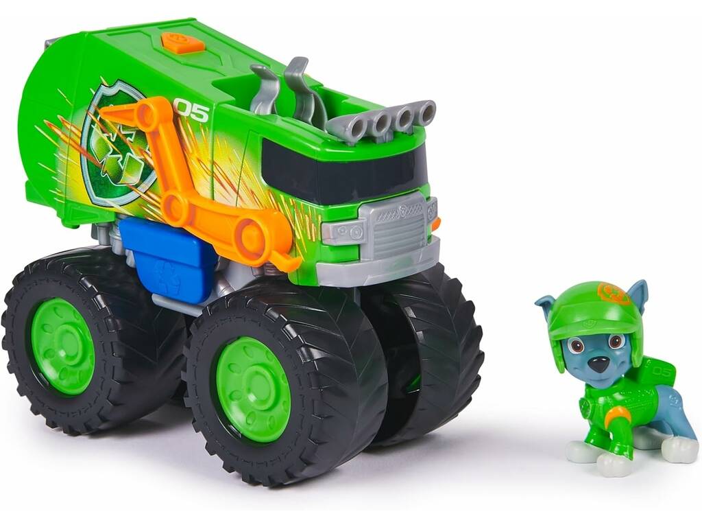 Paw Patrol Rescue Wheels Veicolo Recycle Truck con personaggio Rocky