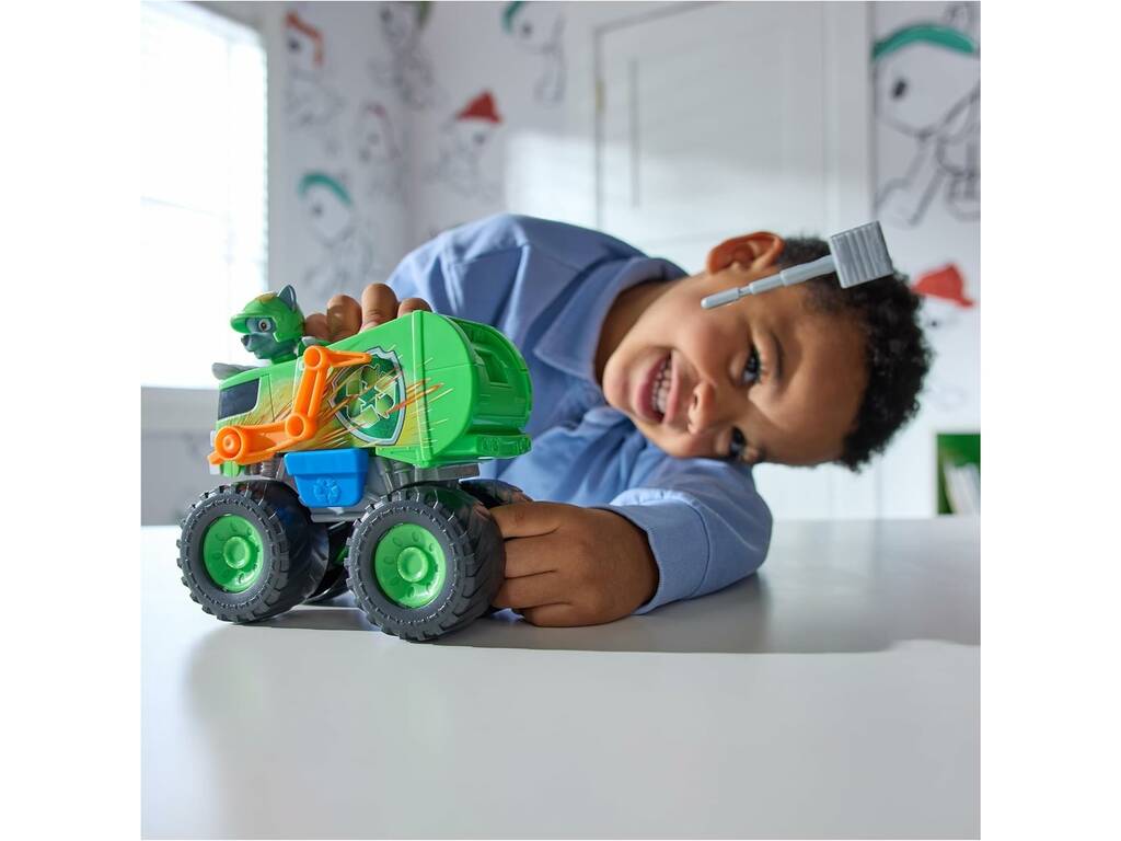 Paw Patrol Rescue Wheels Veicolo Recycle Truck con personaggio Rocky