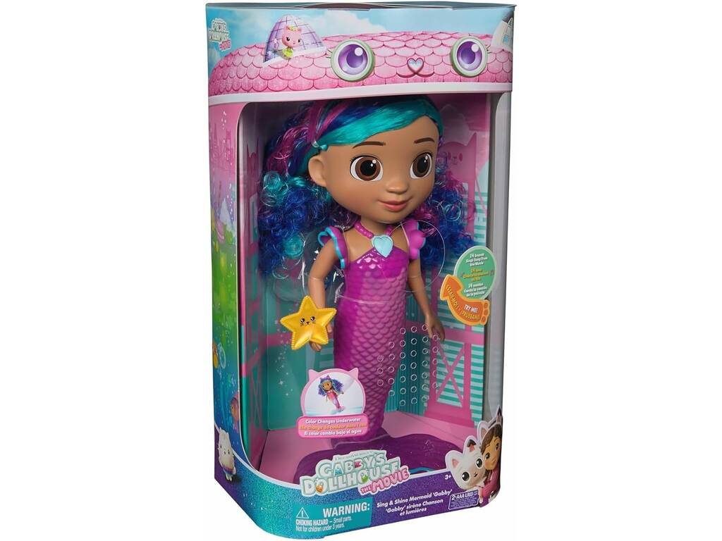 La Casa delle Bambole di Gabby Bambola Gabby Sirena Canta e Brilla da 30 cm