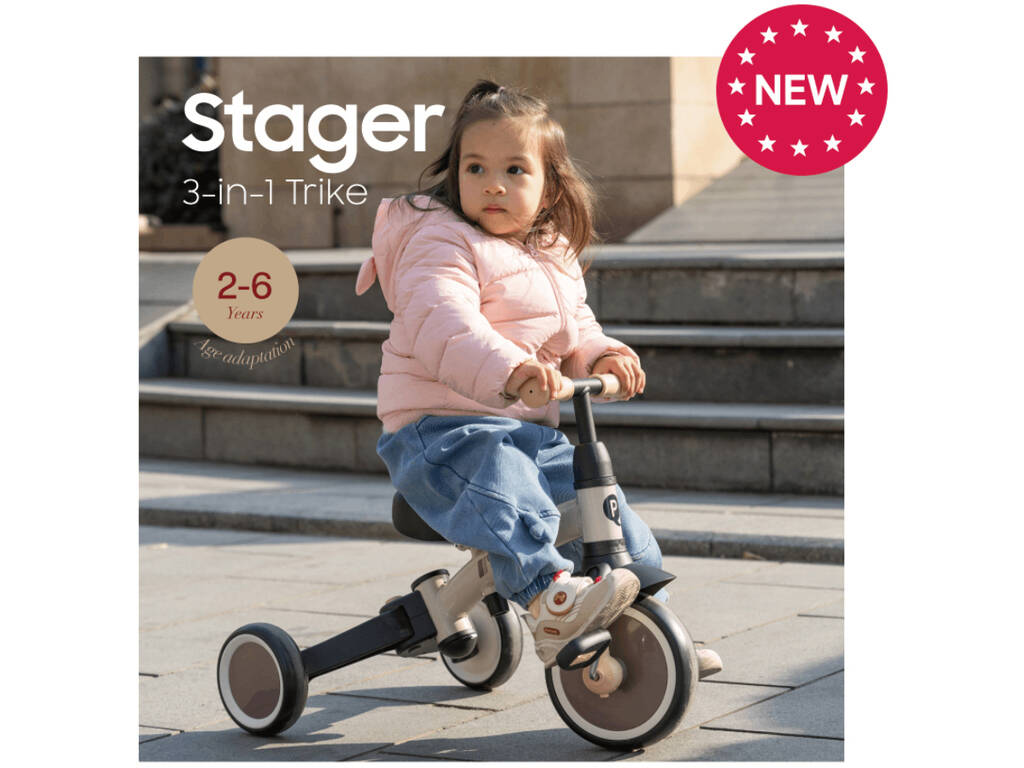 Triciclo e bicicletta Stager 3 in 1 Beige