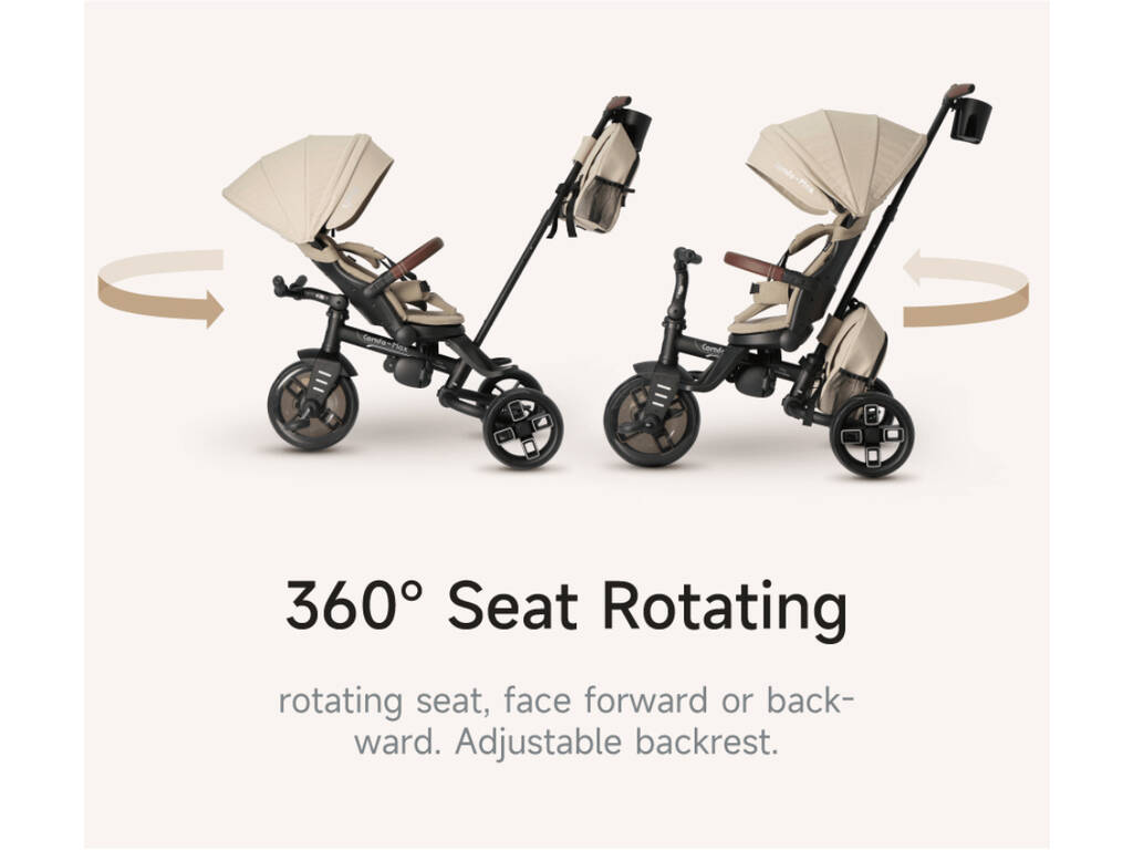 Triciclo Comfo Max 8 in 1 Beige Pieghevole