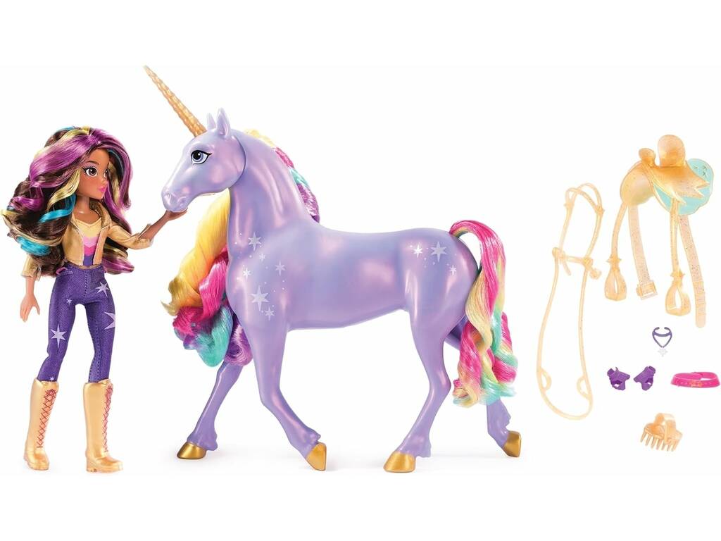 Unicorn Academy Boneca Sophia e Rainbow com Luz e Sons