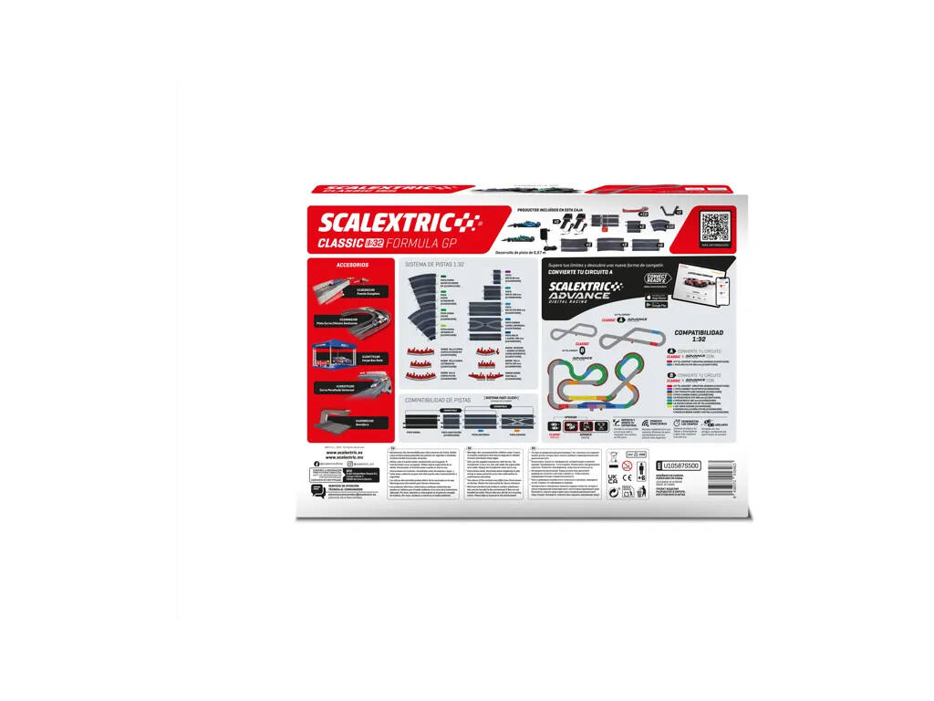 Scalextric Classic 1:32 Formel-GP-Rennbahn mit 2 Fahrzeugen