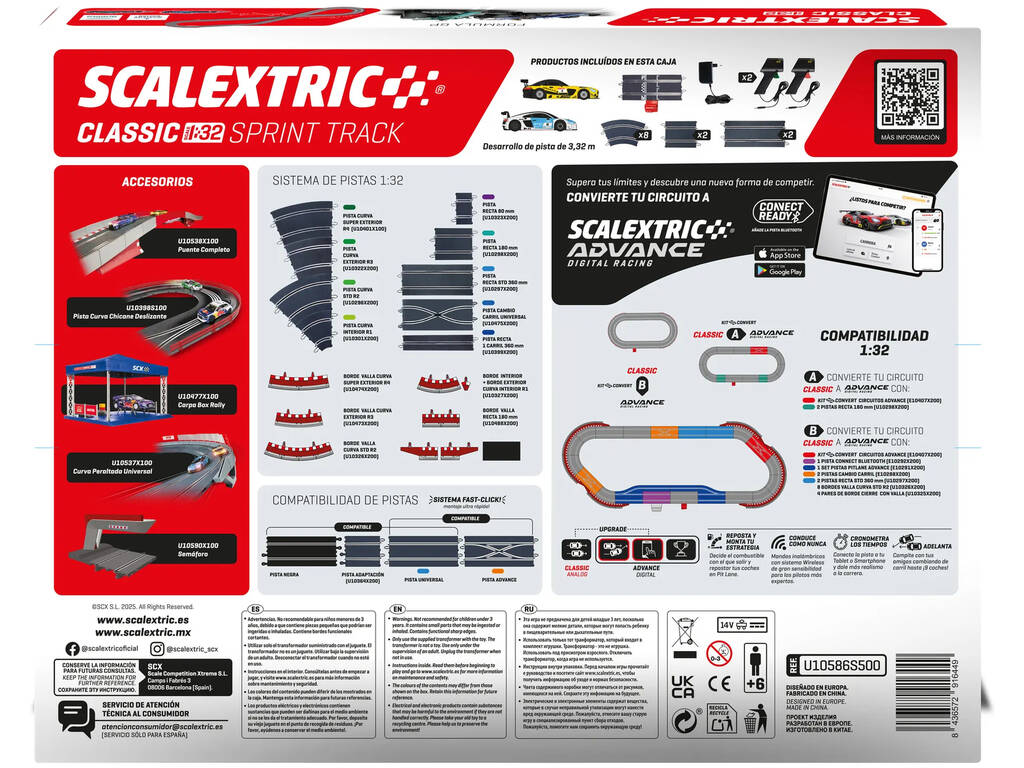 Scalextric Classic 1:30 Circuito Sprint Track con 2 veicoli