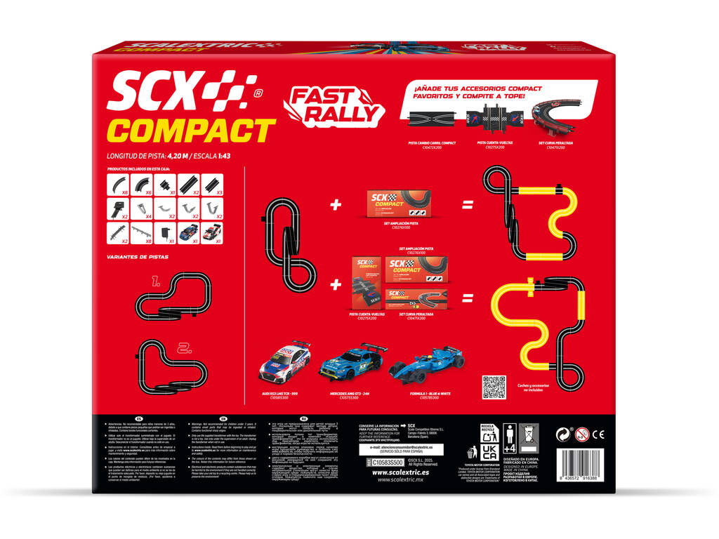 Scalextric Compact 1:43 Circuito Fast Rally con 2 veicoli