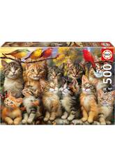 Puzzle 500 Kätzchen und Vögel