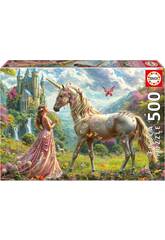 Puzzle 500 Feen, Einhörner und Schmetterlinge