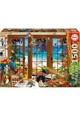 Puzzle 1500 Finestra dell'osservatore di uccelli