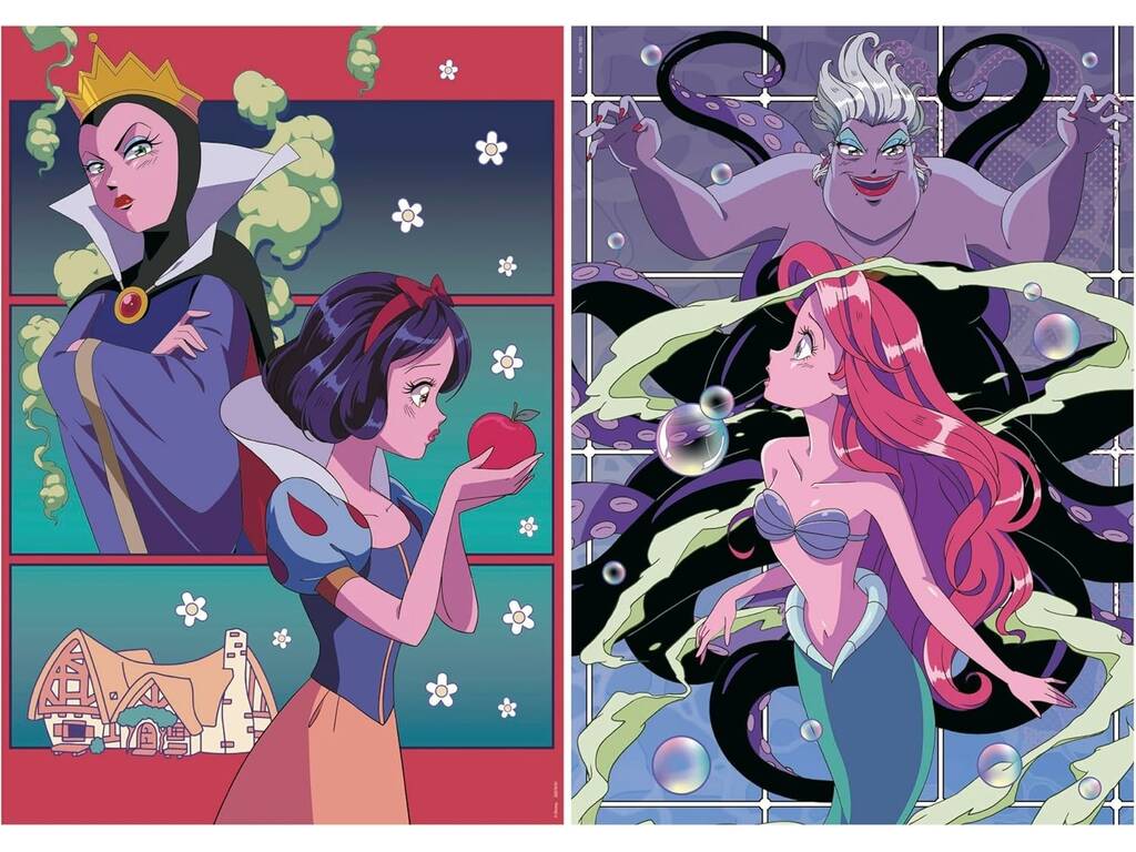 Puzzle 2x500 Disney Cattive e Principesse