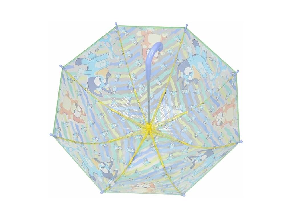 Bluey Ombrello per bambini trasparente con bolle e stecca da 48 cm