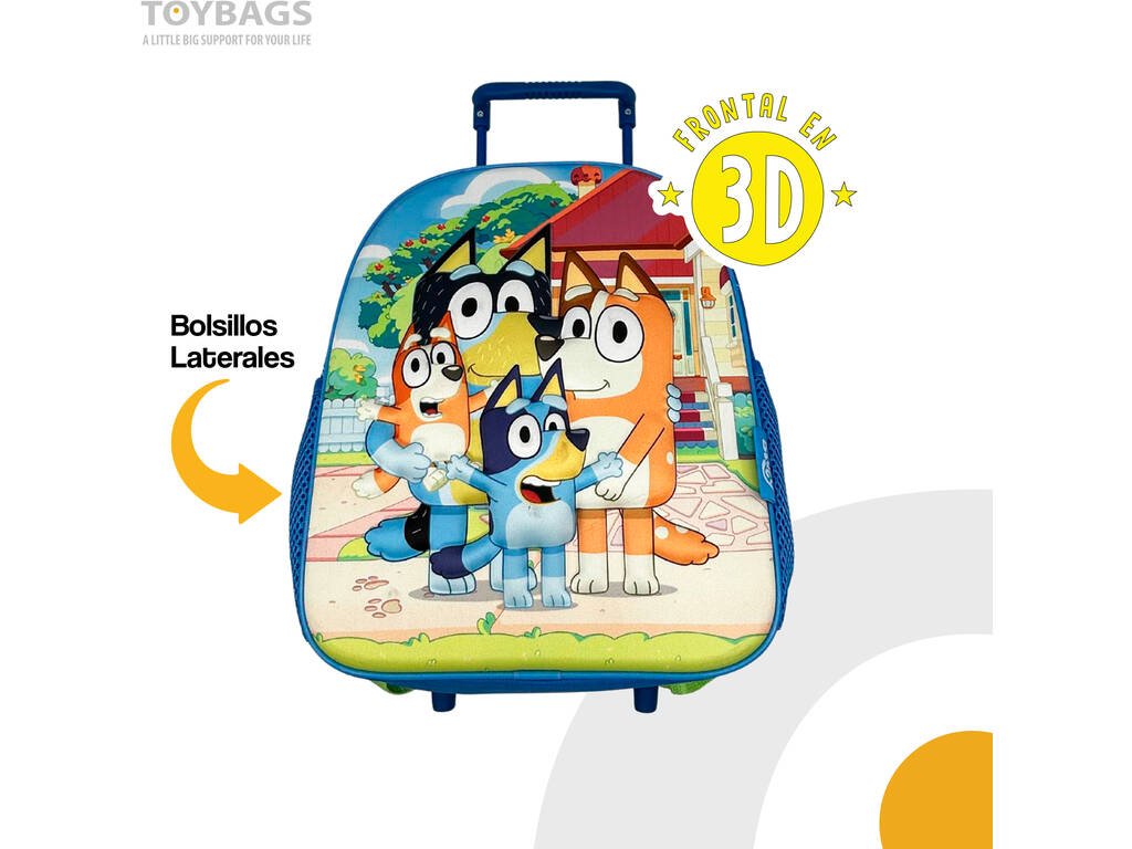Bluey Mochila Carrito Preescolar 3D 32x26x10cm