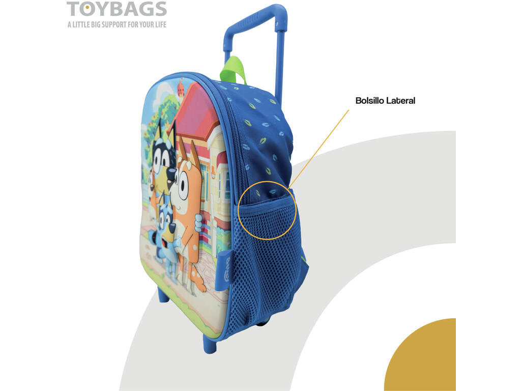 Bluey Mochila Carrito Preescolar 3D 32x26x10cm