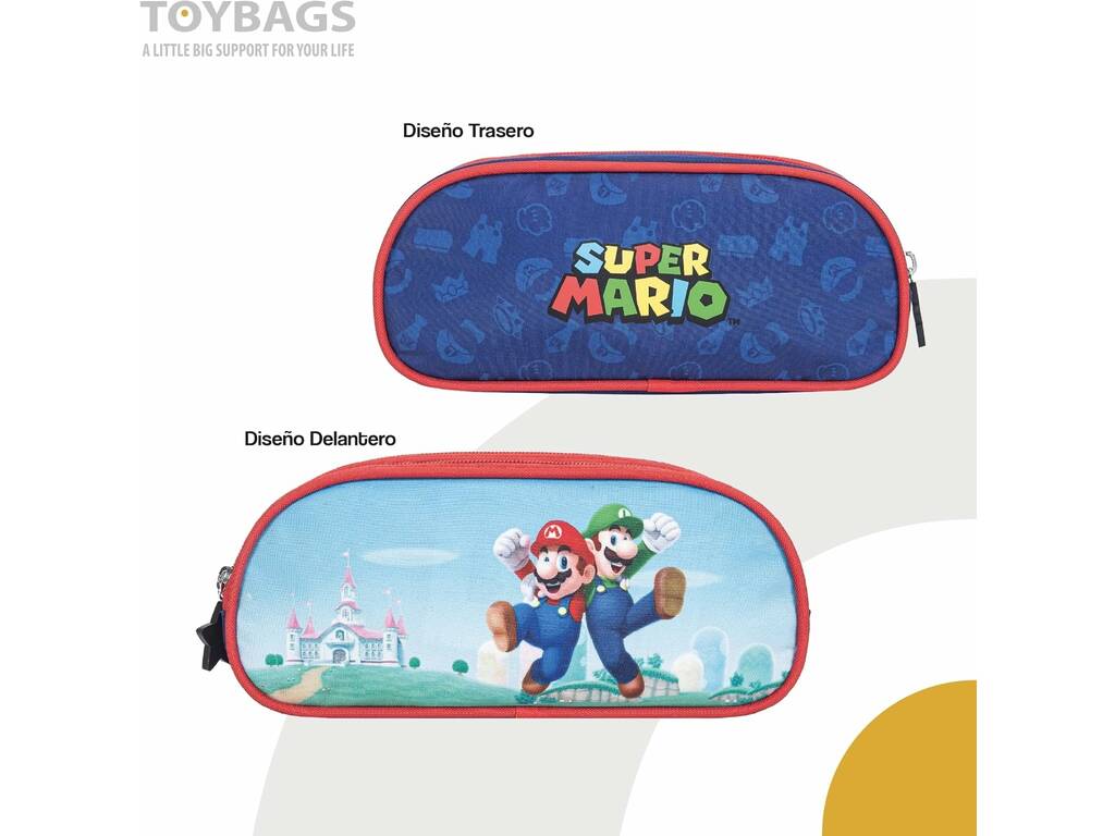 Super Mario Portatodo Doble Rojo y Azul de 11x24x6 cm