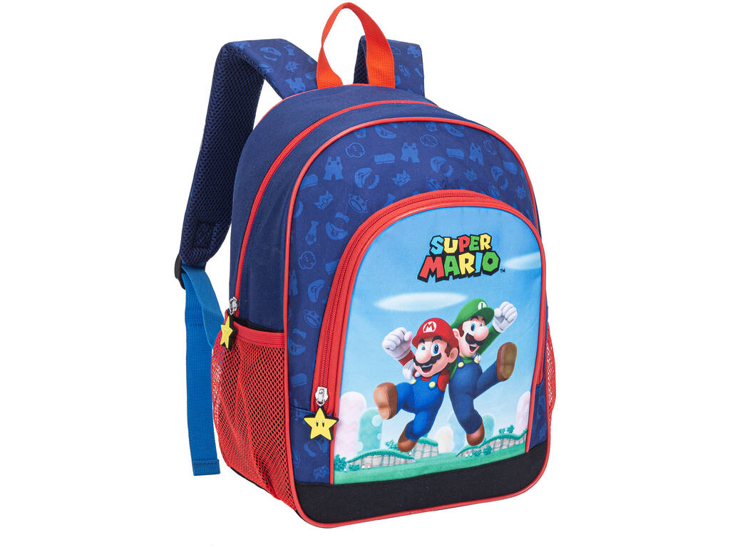 Super Mario Schulrucksack mit Taschen 37x27x17 cm