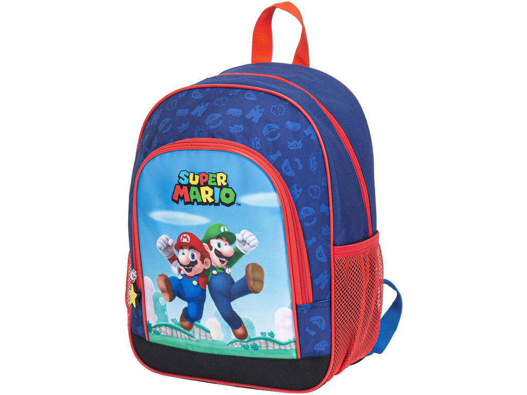Super Mario Schulrucksack mit Taschen 37x27x17 cm