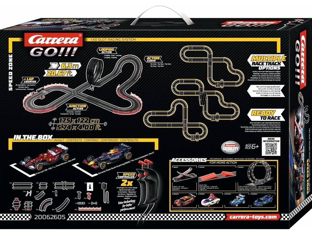 Carrera Go!!! Circuito Speed Zone 1:43 con Ferrari e Oracle Red Bull