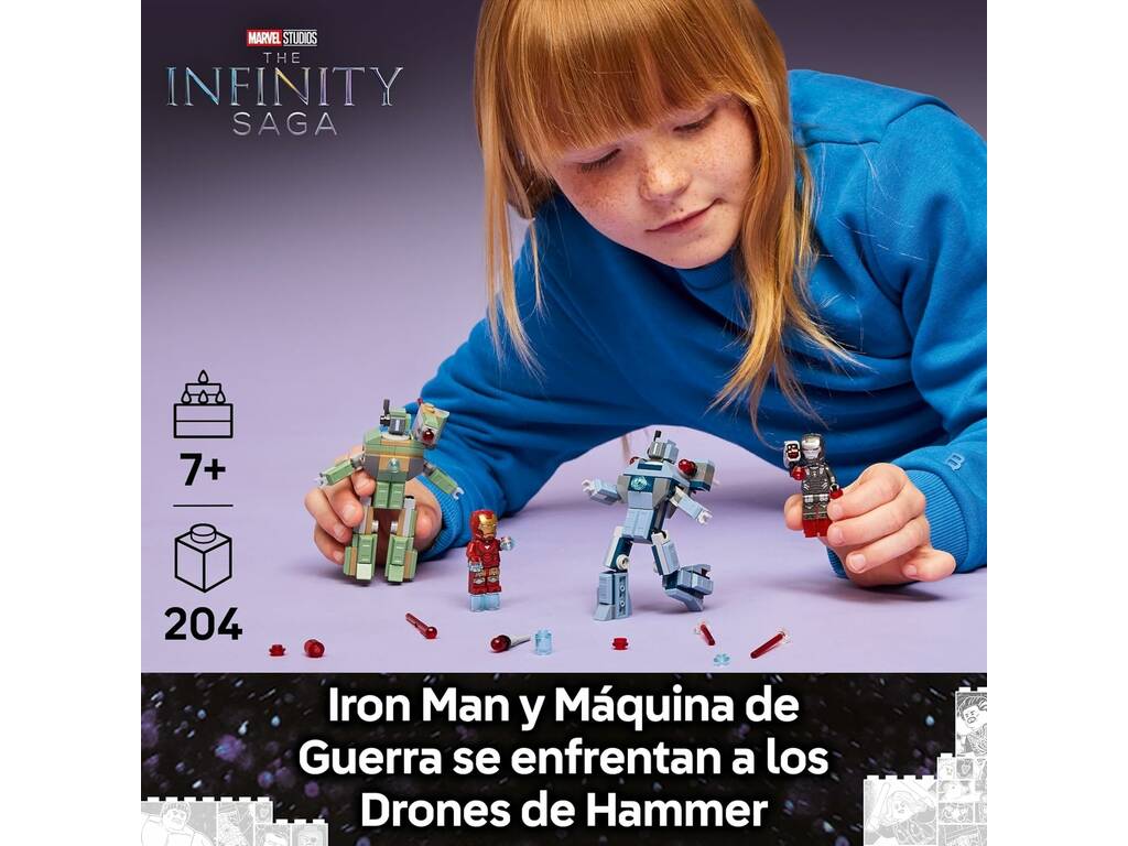 Lego Marvel Iron Man e War Machine contro i droni di Hammer
