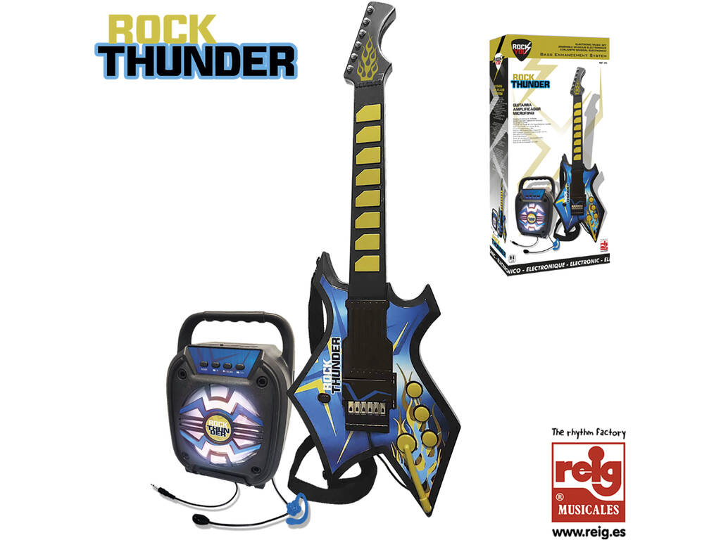 Chitarra elettrica Rock Thunder con amplificatore e microfono