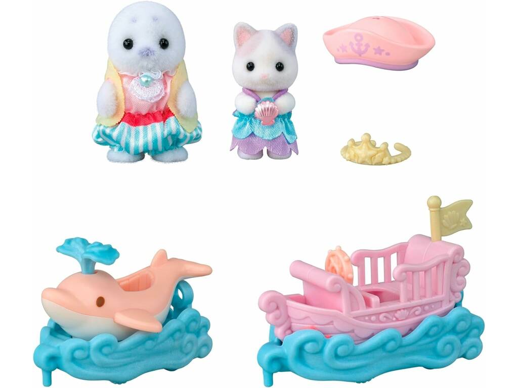 Sylvanian Families Figura Puffy con barca e Cara con delfino