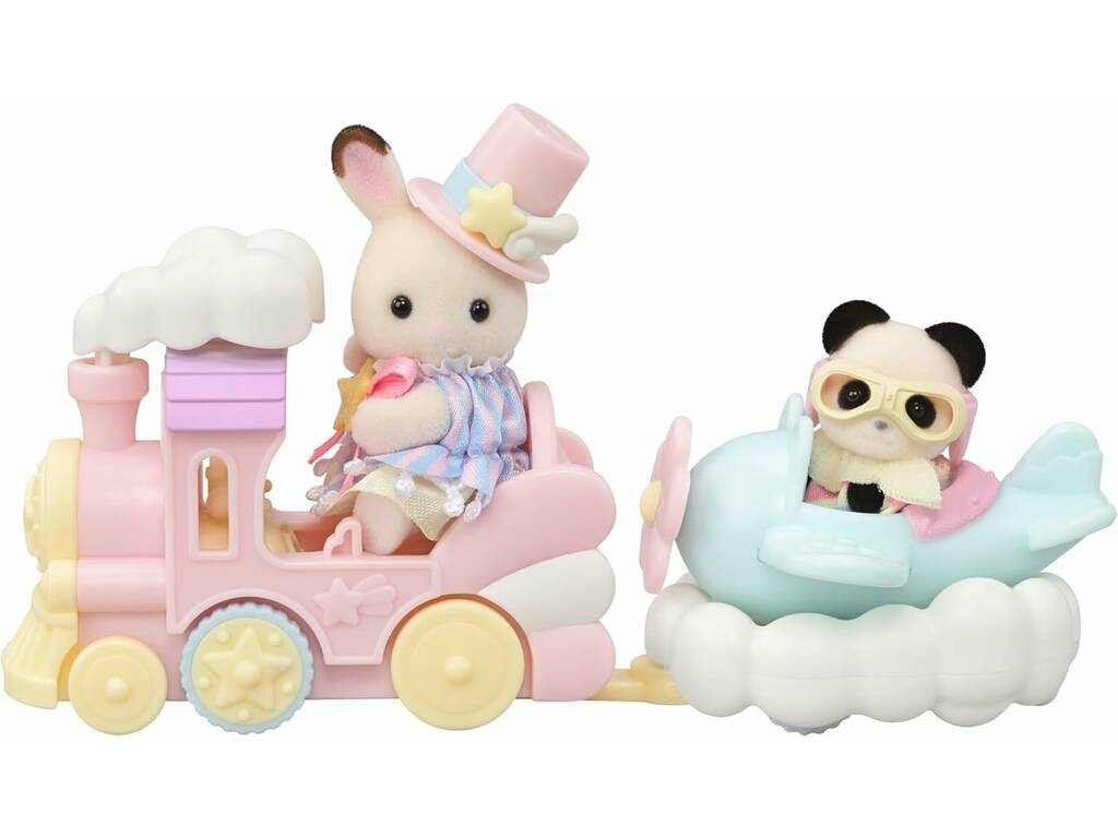 Sylvanian Families Figura Crème con treno ed Erin con aereo