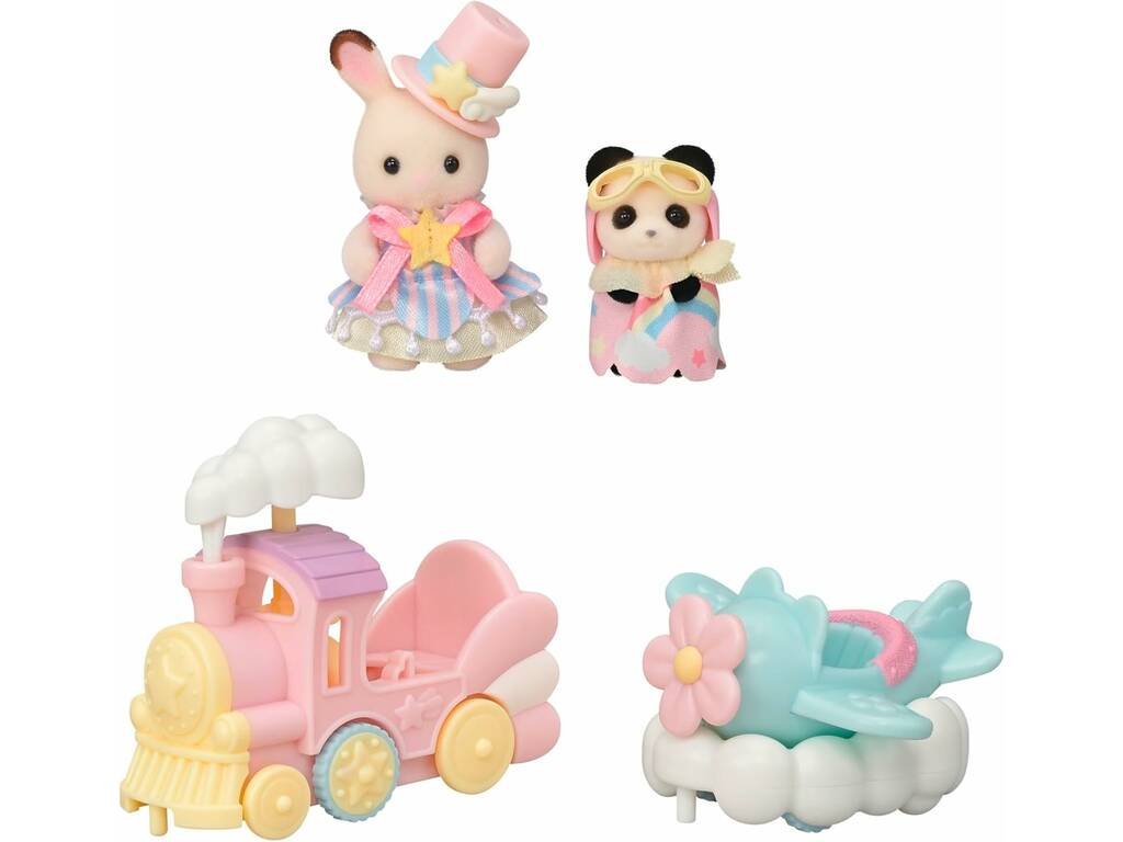 Sylvanian Families Figura Crème con treno ed Erin con aereo