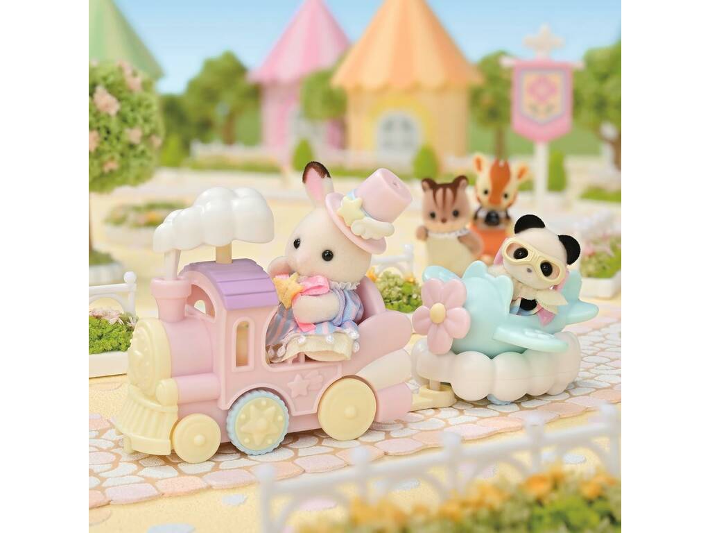 Sylvanian Families Figura Crème con treno ed Erin con aereo