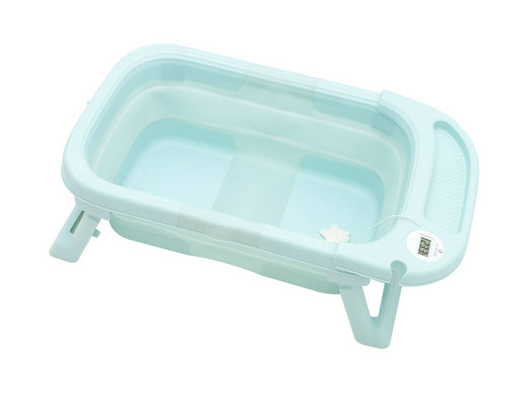Vasca da bagno pieghevole blu con altalena