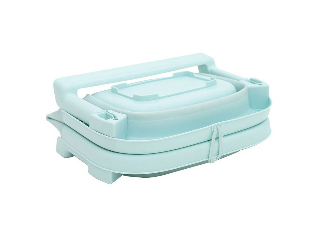 Vasca da bagno pieghevole blu con altalena