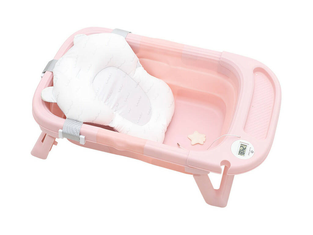 Vasca da bagno pieghevole rosa con amaca