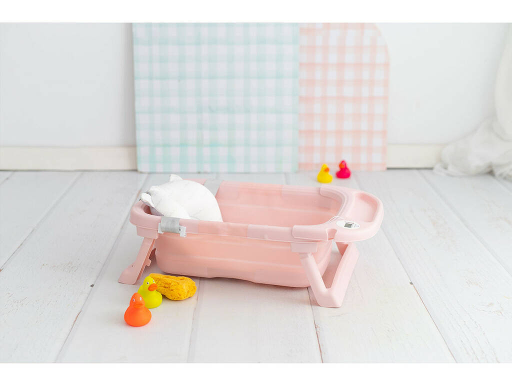 Vasca da bagno pieghevole rosa con amaca