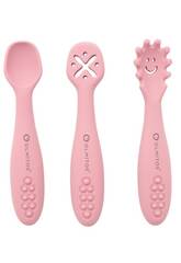 Set di posate rosa per l'apprendimento
