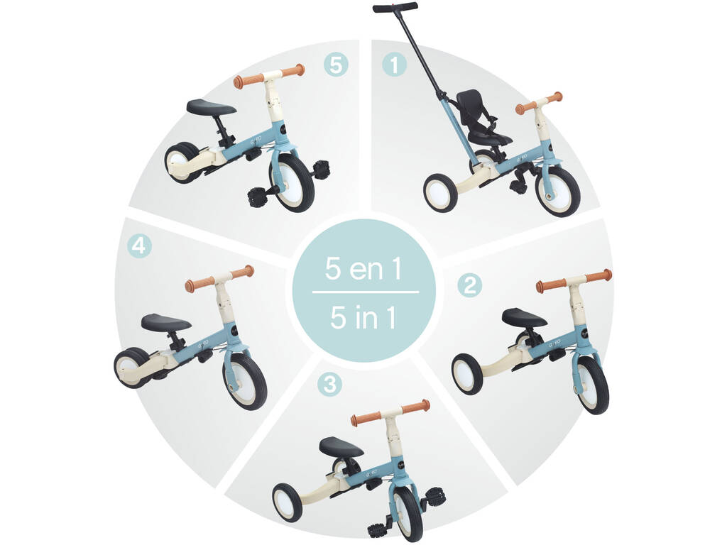 Triciclo multifunzione Gyro 5 in 1 colore blu