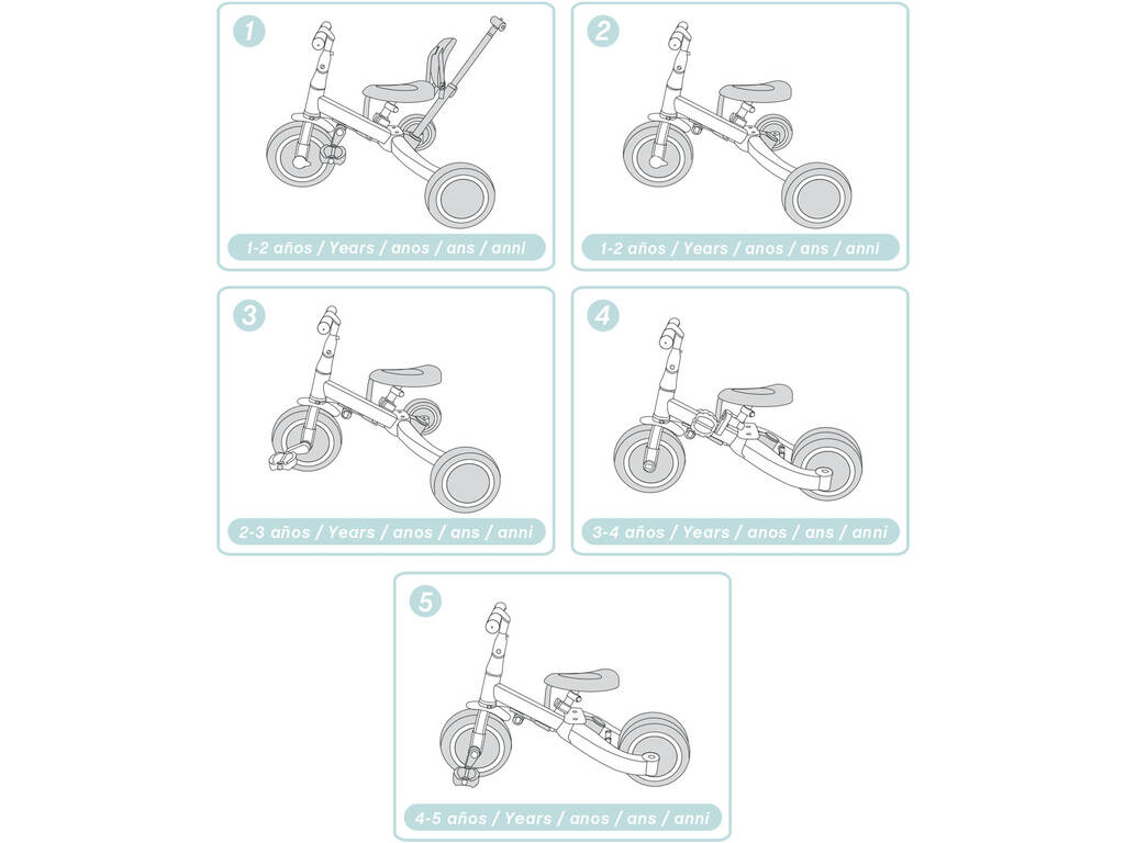 Triciclo multifunzione Gyro 5 in 1 colore grigio