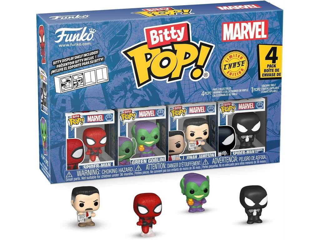 Funko Bitty Pop Marvel Spiderman Pack 4 avec Bouffon Vert