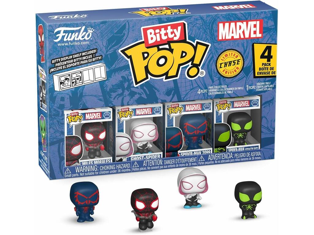 Funko Bitty Pop Marvel Spiderman Set 4 con Miles Morales