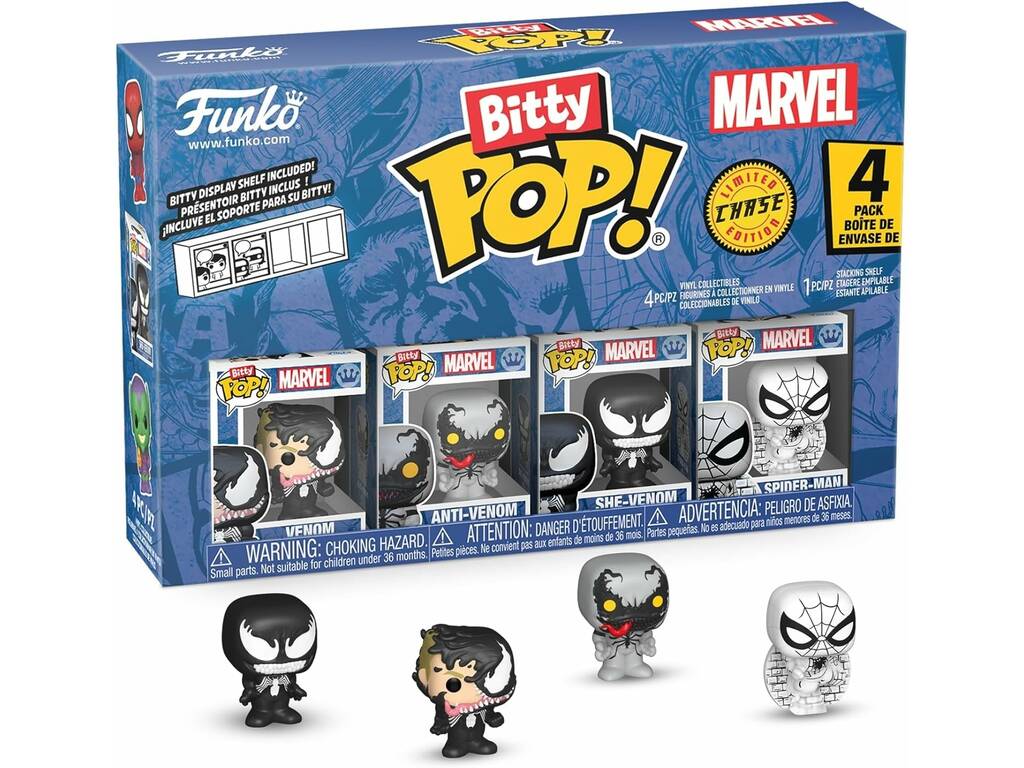 Funko Bitty Pop Marvel Spiderman Set 4 con Venom