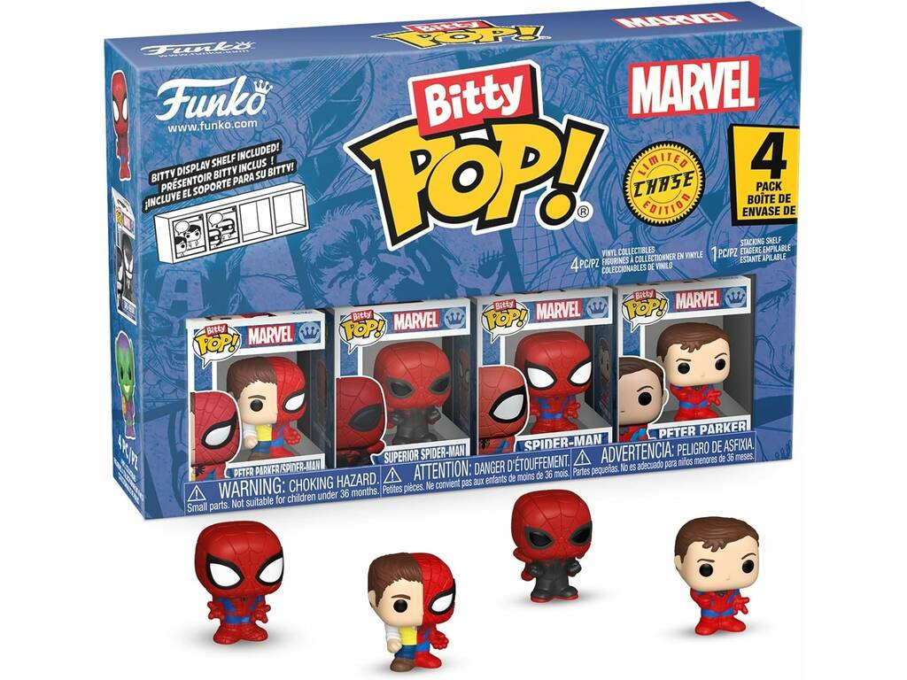 Funko Bitty Pop Marvel Spiderman Set 4 con Superior Spiderman