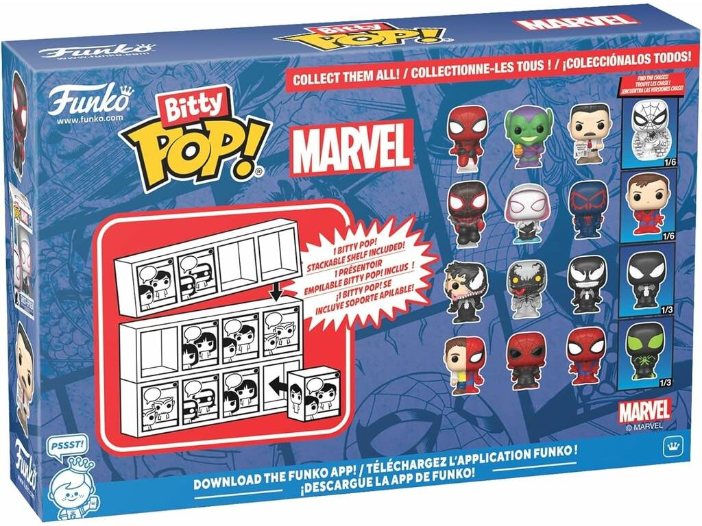 Funko Bitty Pop Marvel Spiderman Set 4 con Superior Spiderman