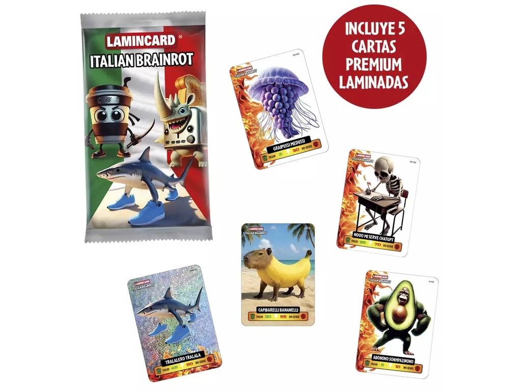  Brainrot italiano Envelope de lamelas com 5 cartas Premium