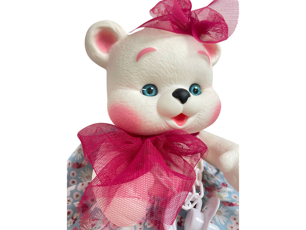 Poupée ours blanc de 25 cm avec jupe à fleurs