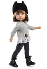 Muñeca Penélope de 33 Cm Con Gorro Negro