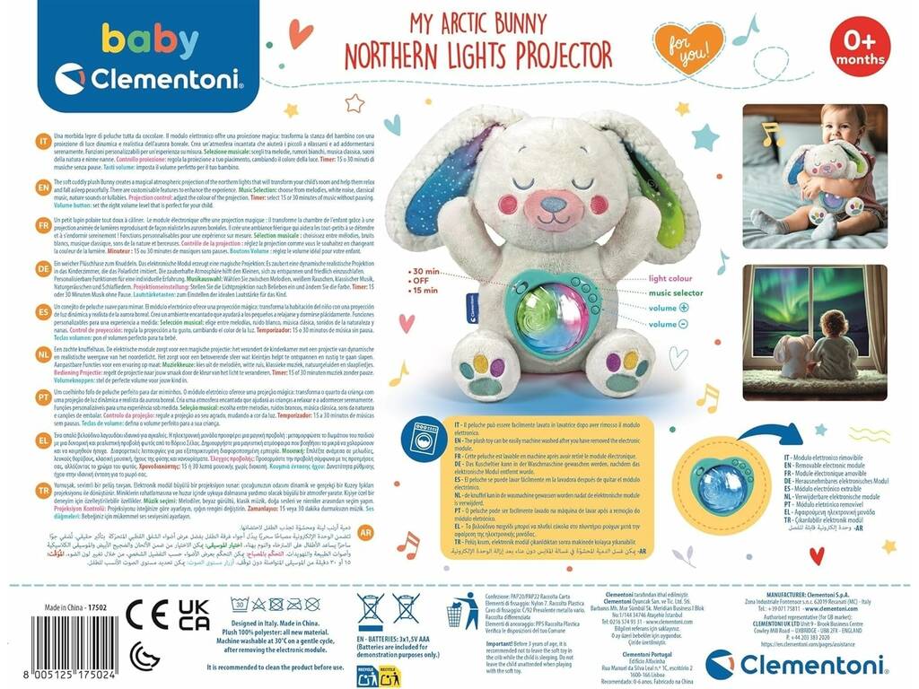 Peluche Mi Conejito Polar con Proyector de Aurora Boreal