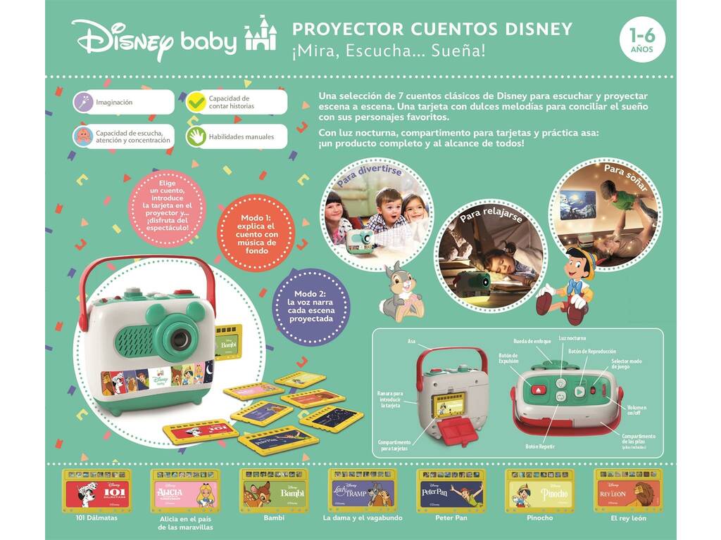 Disney Baby Proiettore di fiabe Disney con 7 fiabe