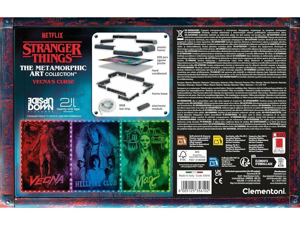 Puzzle metamorfico Stranger Things Vecna's Curse da 520 pezzi con luce LED
