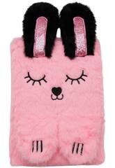 Taccuino peluche A5 coniglietta rosa con 80 pagine