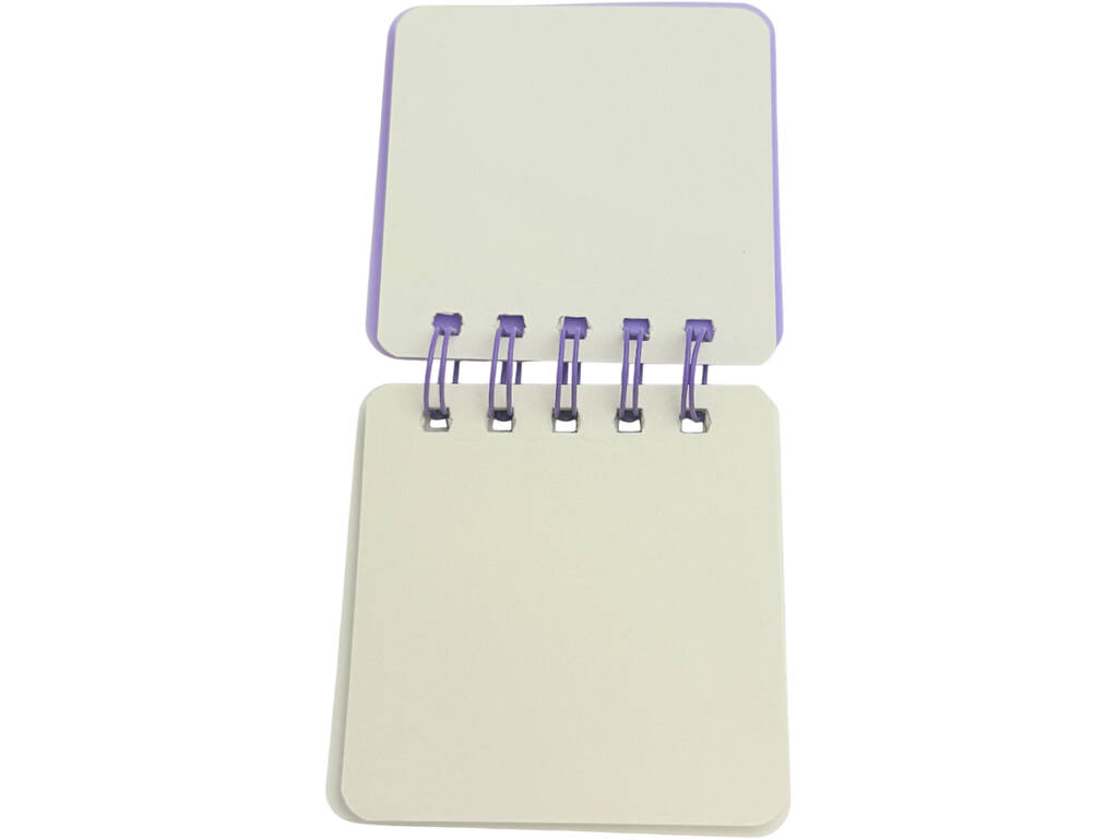 Taccuino A7 viola perforato con 50 pagine e 3 spille decorative