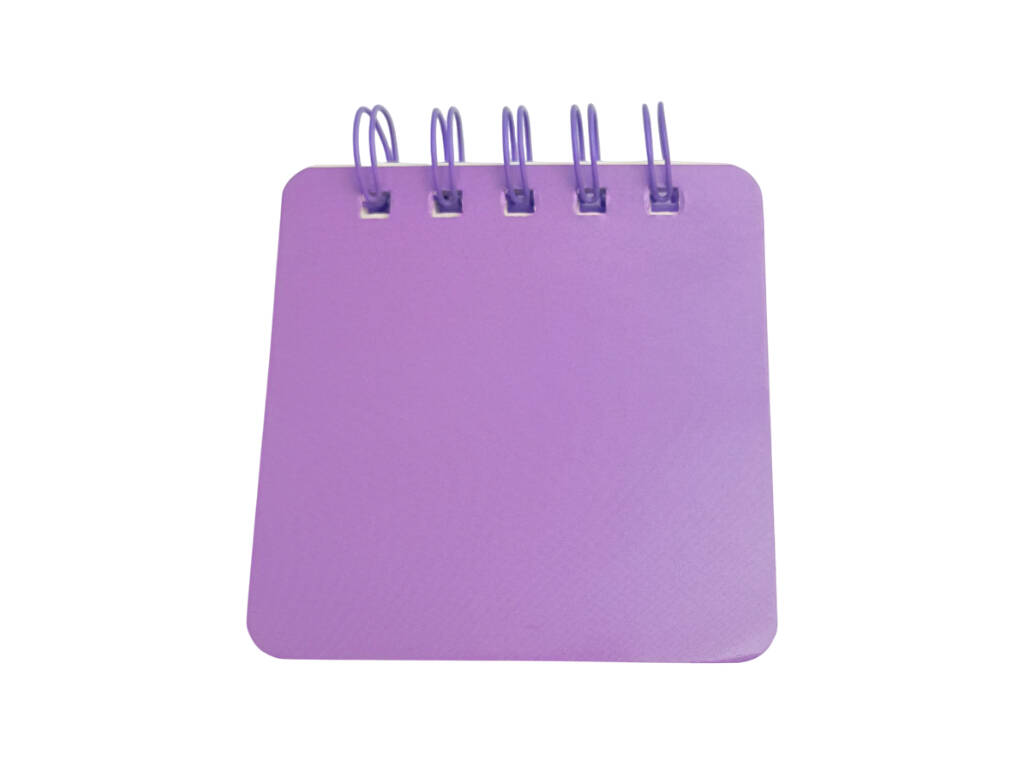 Taccuino A7 viola perforato con 50 pagine e 3 spille decorative