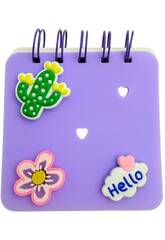 Caderno A7 Púrpura Perfurado com 50 Páginas e 3 Alfinetes Decorativos