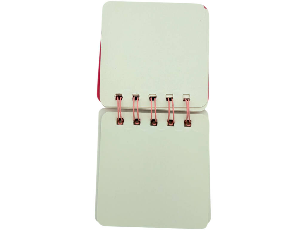 Taccuino A7 fucsia perforato con 50 pagine e 3 spille decorative